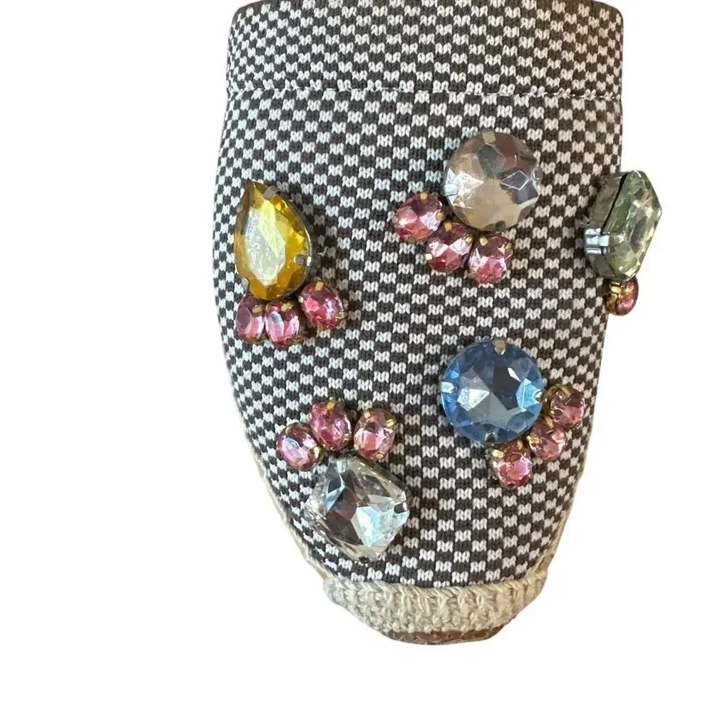 Tory Burch Crystal Daisy Espadrilles Jeweled Slip On 6.5